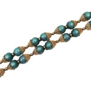 Vintage 1950s Napier Green Moonglow Beaded Bracelet